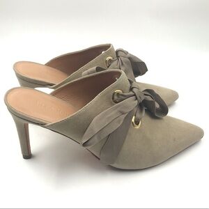 Ulla Johnson Oona Beige Tan Suede Pointed Toe Heel Mules size EU 36 US 5.5